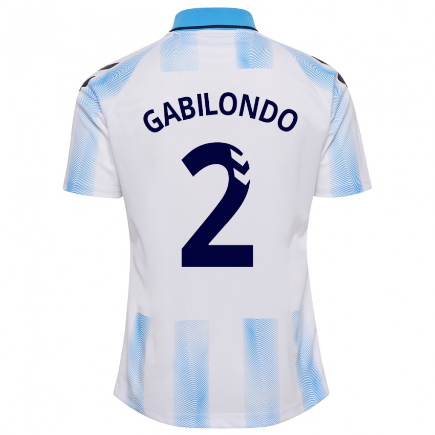Enfant Maillot Jokin Gabilondo #2 Blanc Bleu Tenues Domicile 2023/24 T-Shirt Suisse