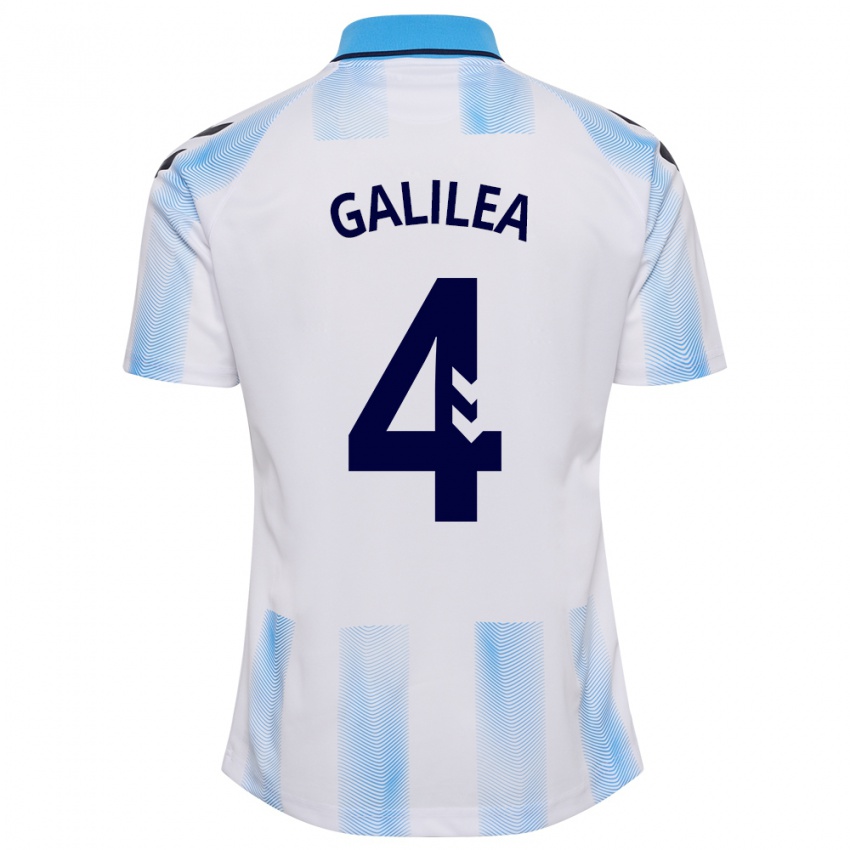 Enfant Maillot Einar Galilea #4 Blanc Bleu Tenues Domicile 2023/24 T-Shirt Suisse