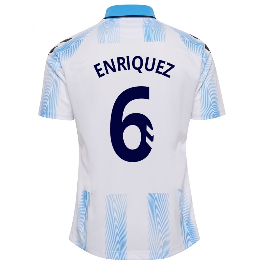 Enfant Maillot Ramón Enríquez #6 Blanc Bleu Tenues Domicile 2023/24 T-Shirt Suisse