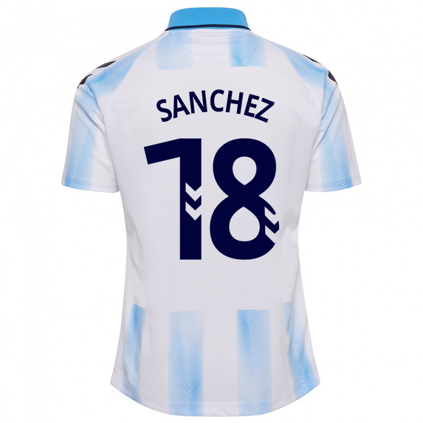 Kinder Dani Sánchez #18 Weiß Blau Heimtrikot Trikot 2023/24 T-Shirt Schweiz