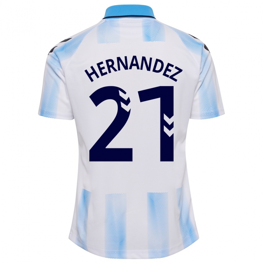 Enfant Maillot Juan Hernández #21 Blanc Bleu Tenues Domicile 2023/24 T-Shirt Suisse