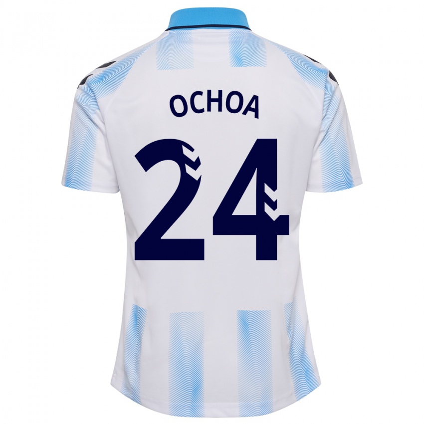 Enfant Maillot Aarón Ochoa #24 Blanc Bleu Tenues Domicile 2023/24 T-Shirt Suisse