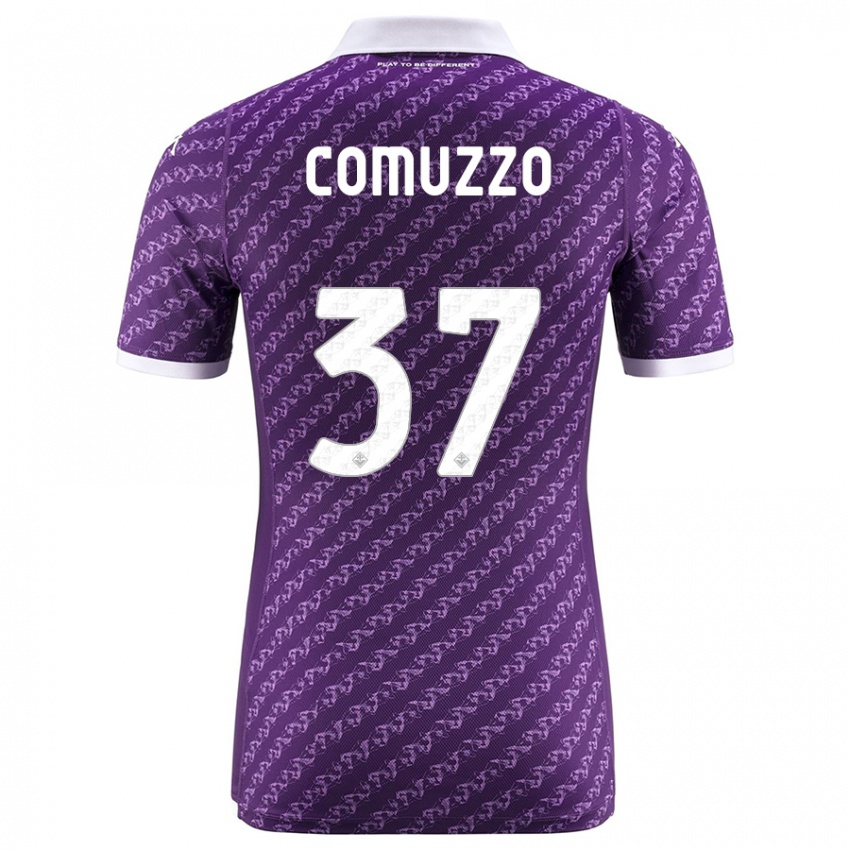 Enfant Maillot Pietro Comuzzo #37 Violet Tenues Domicile 2023/24 T-Shirt Suisse