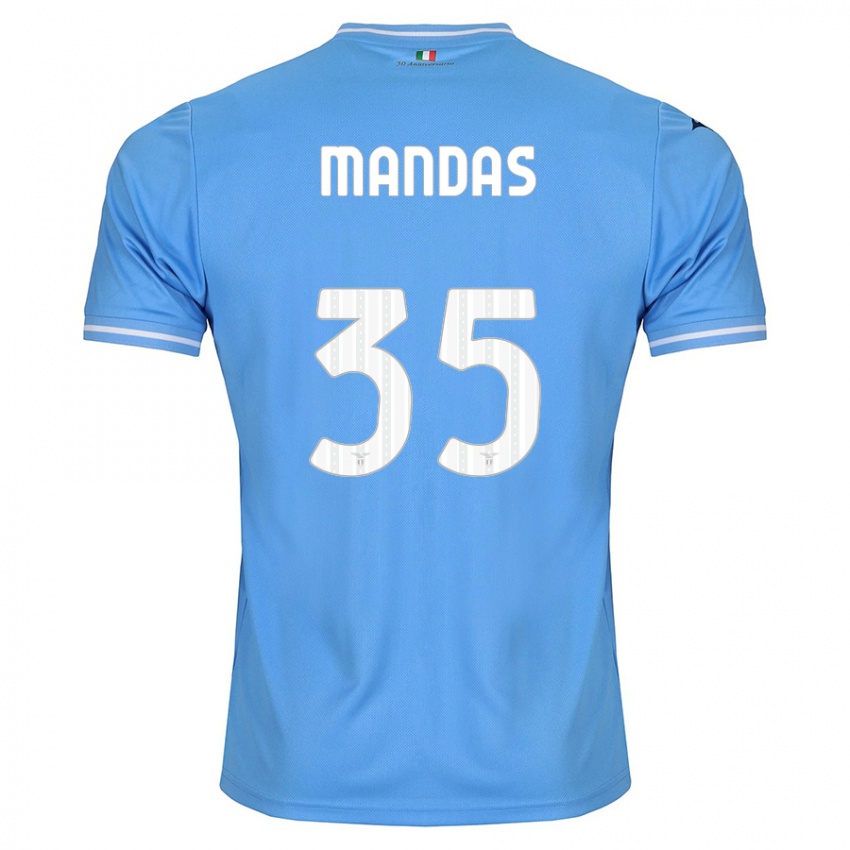 Enfant Maillot Christos Mandas #35 Bleu Tenues Domicile 2023/24 T-Shirt Suisse