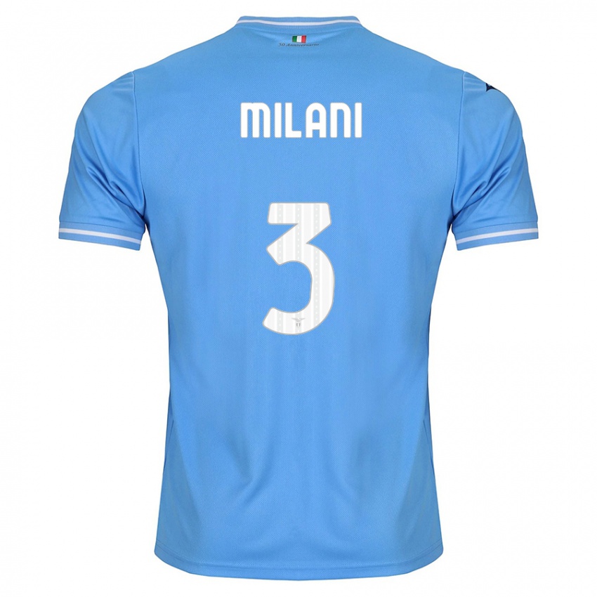 Enfant Maillot Alessandro Milani #3 Bleu Tenues Domicile 2023/24 T-Shirt Suisse