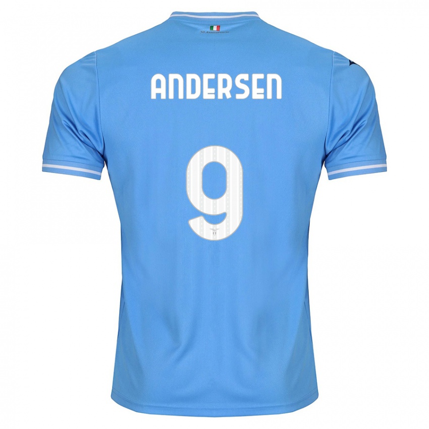 Enfant Maillot Signe Holt Andersen #9 Bleu Tenues Domicile 2023/24 T-Shirt Suisse