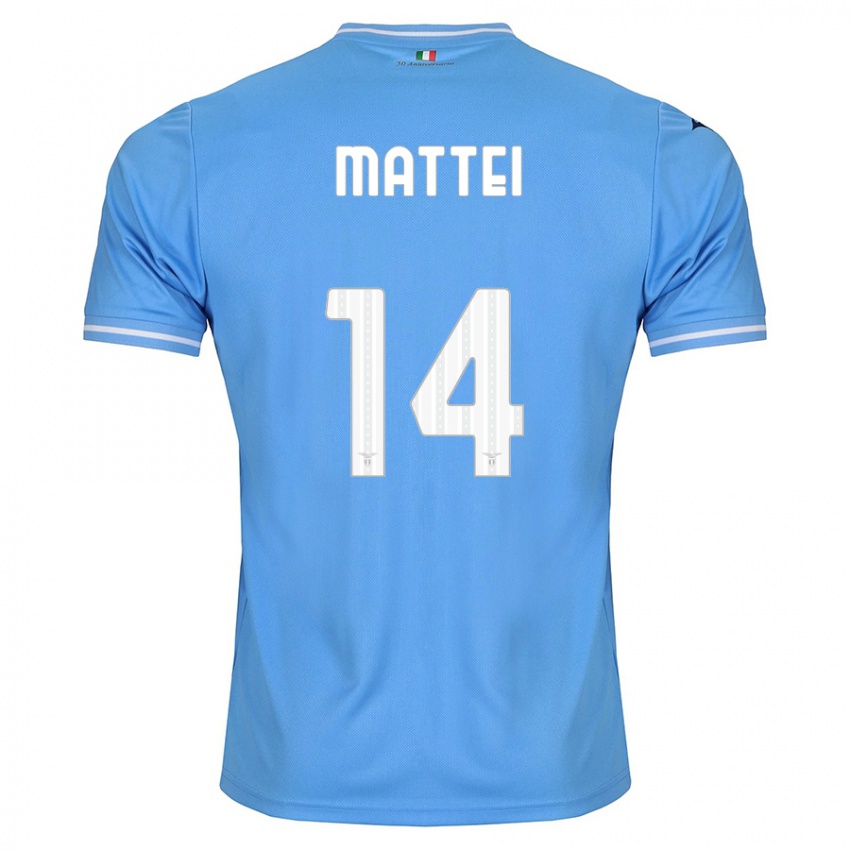 Enfant Maillot Sarah Mattei #14 Bleu Tenues Domicile 2023/24 T-Shirt Suisse