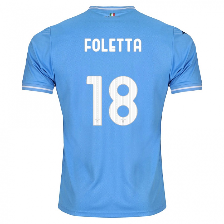 Enfant Maillot Isabella Foletta #18 Bleu Tenues Domicile 2023/24 T-Shirt Suisse