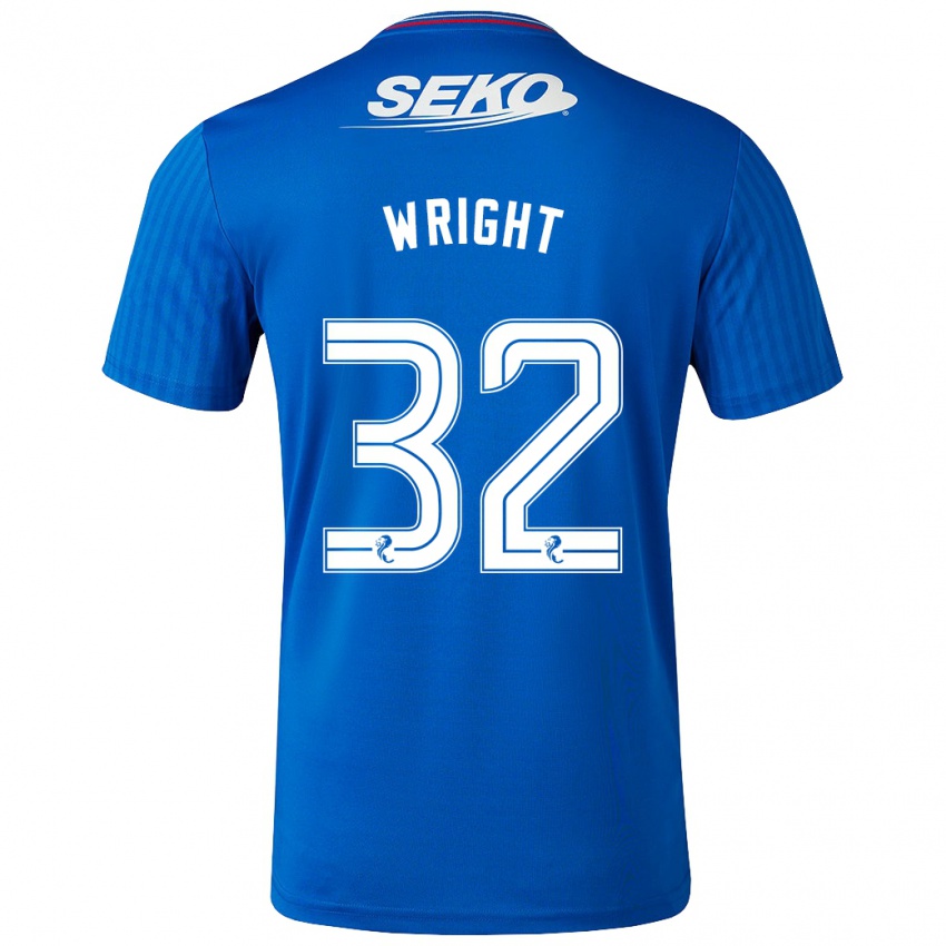 Enfant Maillot Kieran Wright #32 Bleu Tenues Domicile 2023/24 T-Shirt Suisse
