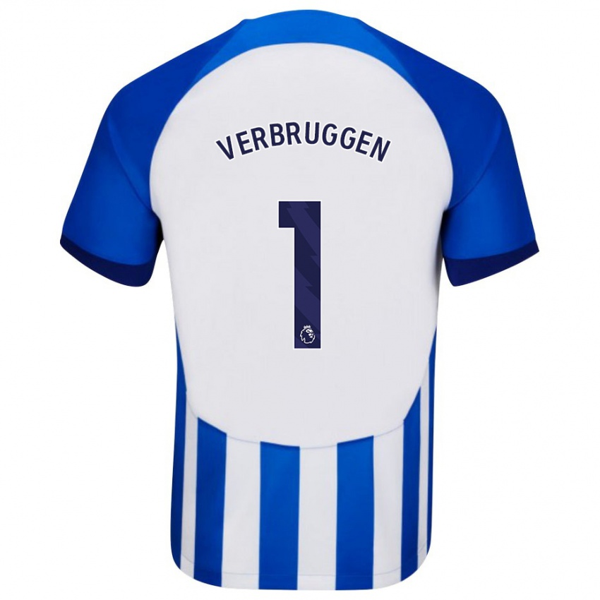 Enfant Maillot Bart Verbruggen #1 Bleu Tenues Domicile 2023/24 T-Shirt Suisse