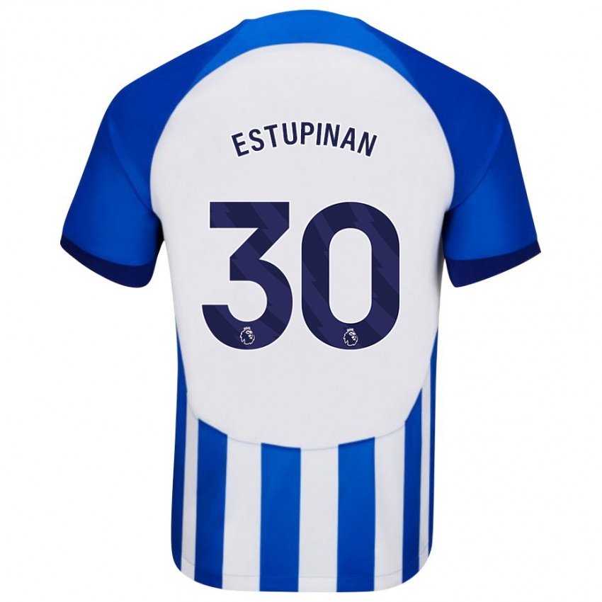 Enfant Maillot Pervis Estupiñán #30 Bleu Tenues Domicile 2023/24 T-Shirt Suisse