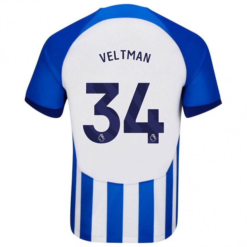 Enfant Maillot Joël Veltman #34 Bleu Tenues Domicile 2023/24 T-Shirt Suisse