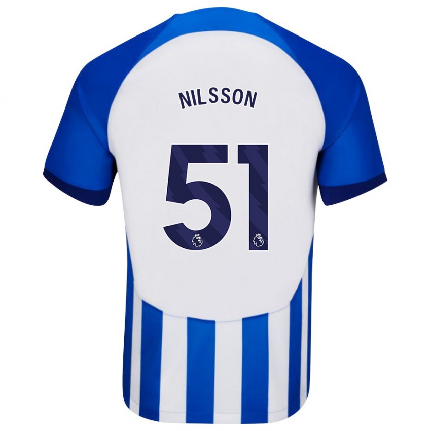 Enfant Maillot Casper Nilsson #51 Bleu Tenues Domicile 2023/24 T-Shirt Suisse