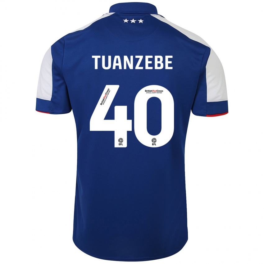 Enfant Maillot Axel Tuanzebe #40 Bleu Tenues Domicile 2023/24 T-Shirt Suisse