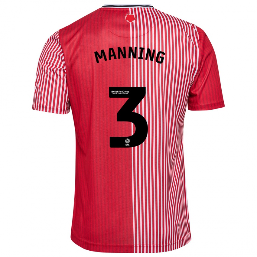 Enfant Maillot Ryan Manning #3 Rouge Tenues Domicile 2023/24 T-Shirt Suisse