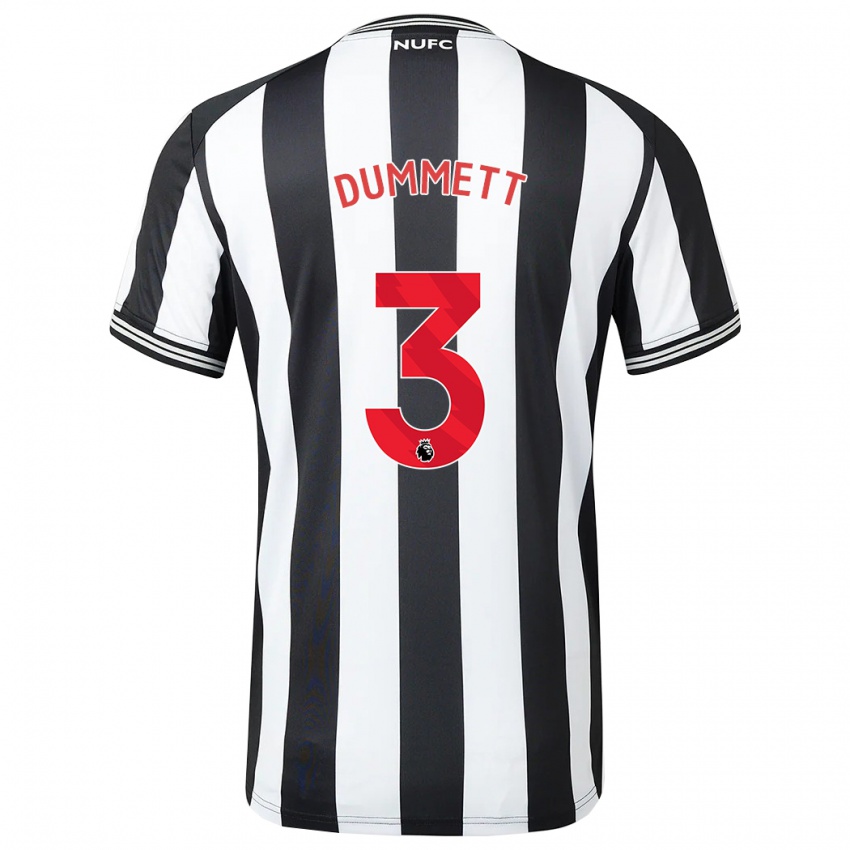 Enfant Maillot Paul Dummett #3 Noir Blanc Tenues Domicile 2023/24 T-Shirt Suisse