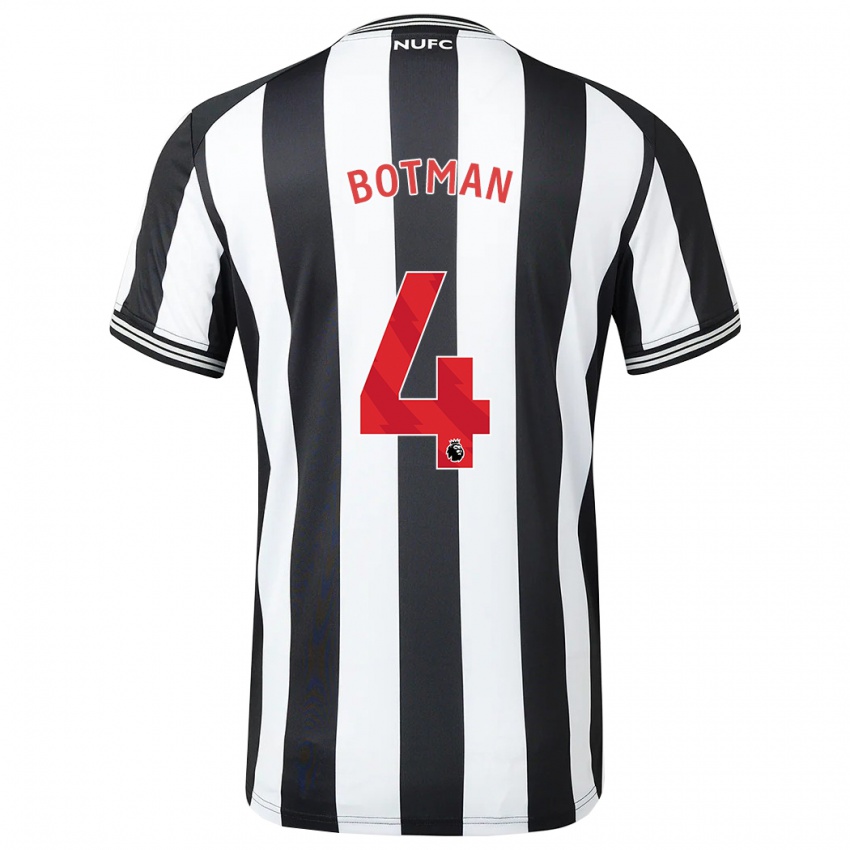 Enfant Maillot Sven Botman #4 Noir Blanc Tenues Domicile 2023/24 T-Shirt Suisse