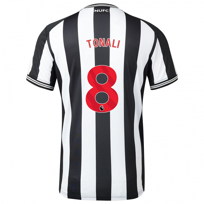 Enfant Maillot Sandro Tonali #8 Noir Blanc Tenues Domicile 2023/24 T-Shirt Suisse