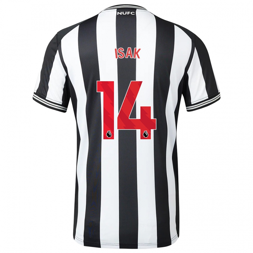 Enfant Maillot Alexander Isak #14 Noir Blanc Tenues Domicile 2023/24 T-Shirt Suisse
