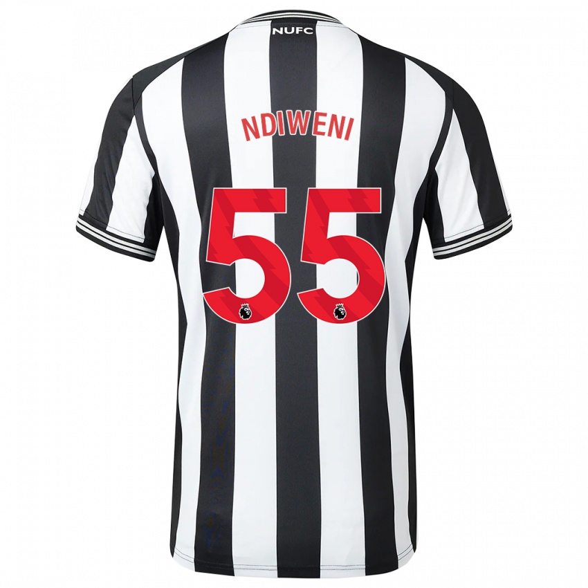 Enfant Maillot Michael Ndiweni #55 Noir Blanc Tenues Domicile 2023/24 T-Shirt Suisse