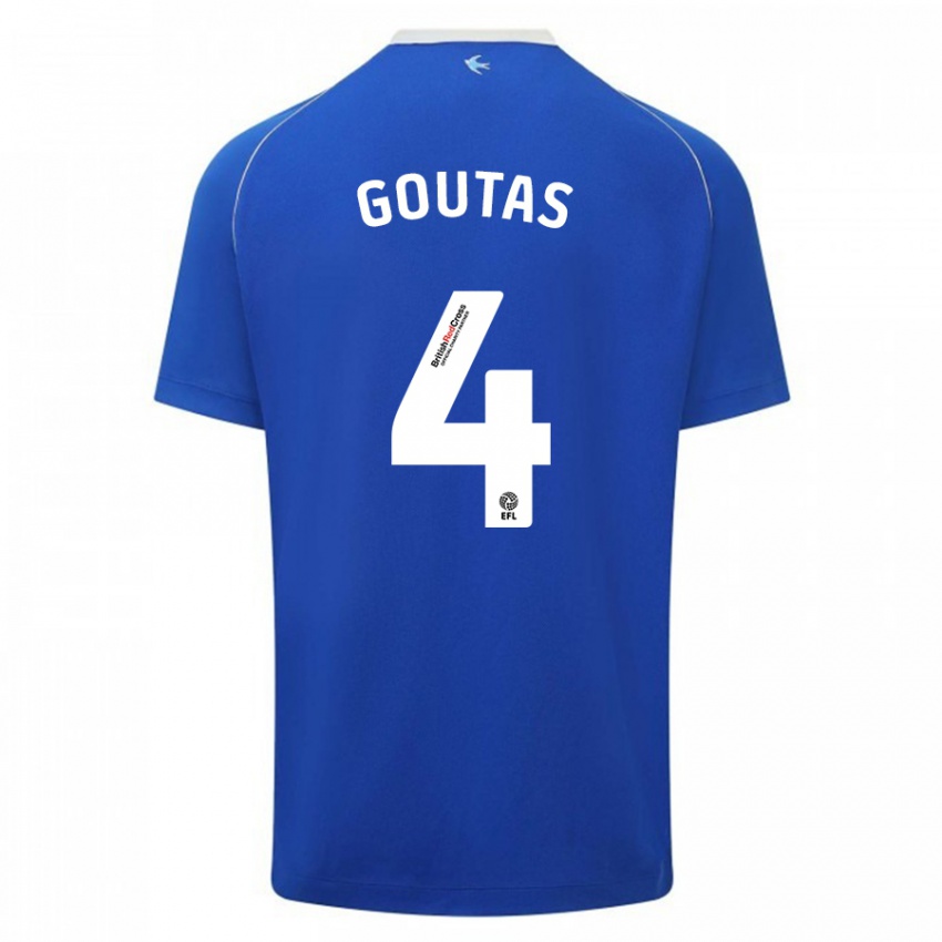 Enfant Maillot Dimitrios Goutas #4 Bleu Tenues Domicile 2023/24 T-Shirt Suisse
