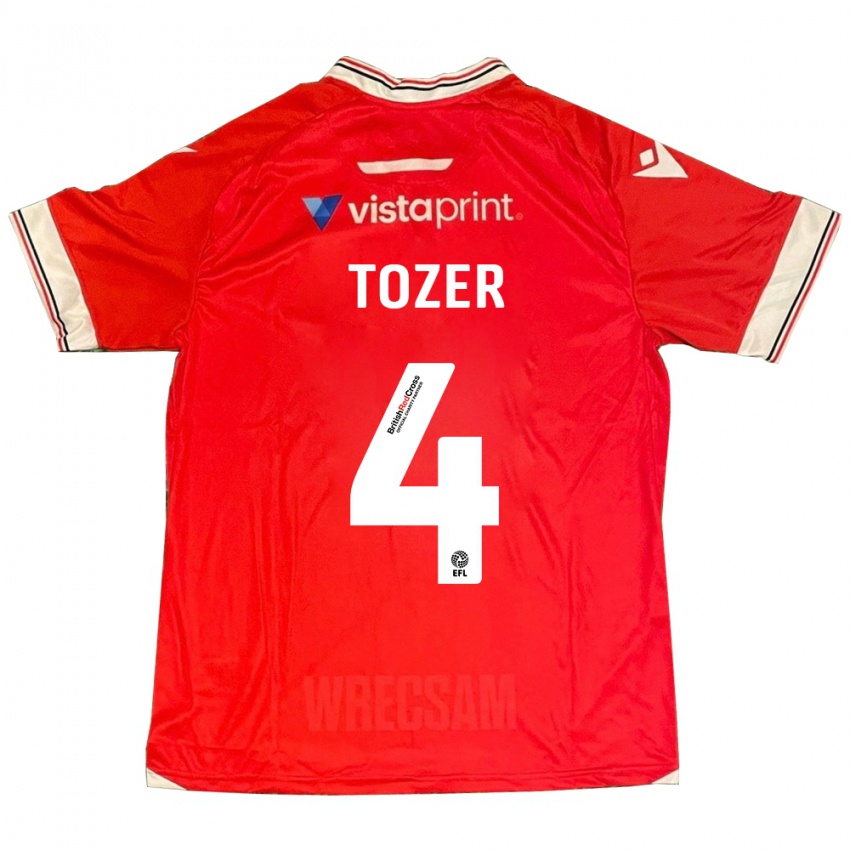 Enfant Maillot Ben Tozer #4 Rouge Tenues Domicile 2023/24 T-Shirt Suisse