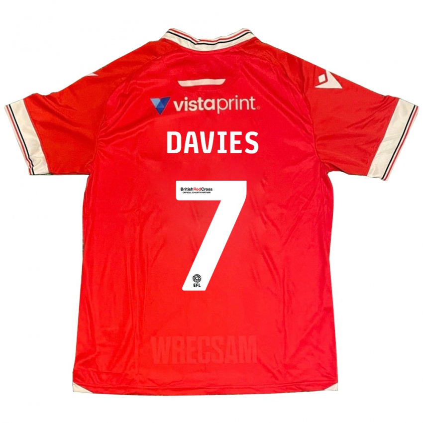 Enfant Maillot Jordan Davies #7 Rouge Tenues Domicile 2023/24 T-Shirt Suisse