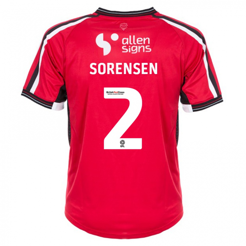Enfant Maillot Lasse Sörensen #2 Rouge Tenues Domicile 2023/24 T-Shirt Suisse