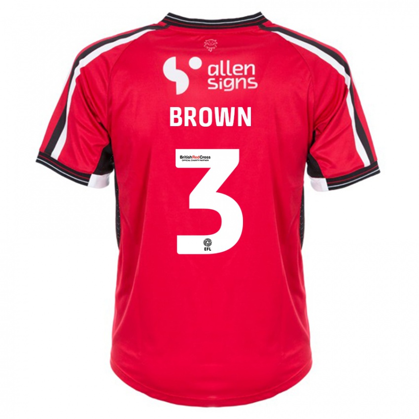 Enfant Maillot Jaden Brown #3 Rouge Tenues Domicile 2023/24 T-Shirt Suisse