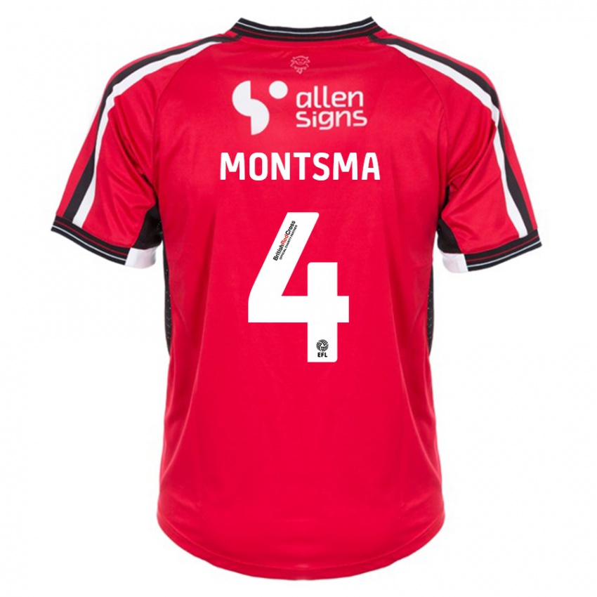 Enfant Maillot Lewis Montsma #4 Rouge Tenues Domicile 2023/24 T-Shirt Suisse