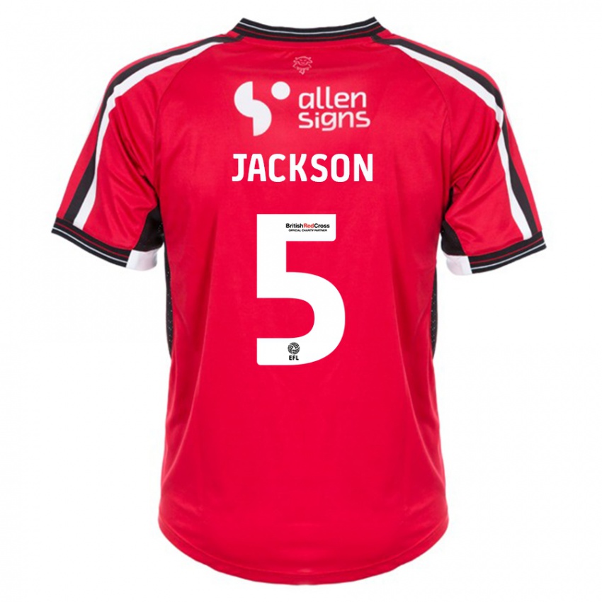 Enfant Maillot Adam Jackson #5 Rouge Tenues Domicile 2023/24 T-Shirt Suisse