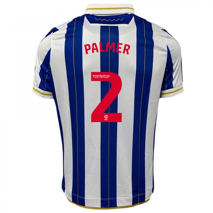 Enfant Maillot Liam Palmer #2 Bleu Blanc Tenues Domicile 2023/24 T-Shirt Suisse