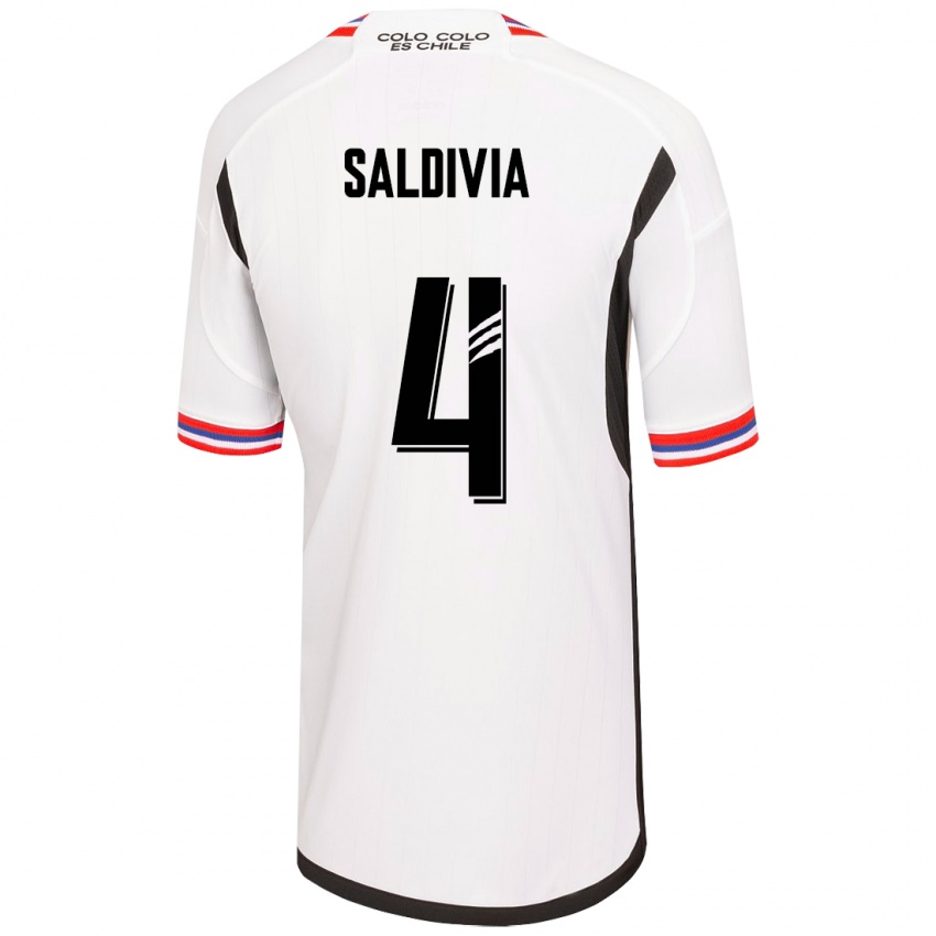 Enfant Maillot Alan Saldivia #4 Blanc Tenues Domicile 2023/24 T-Shirt Suisse