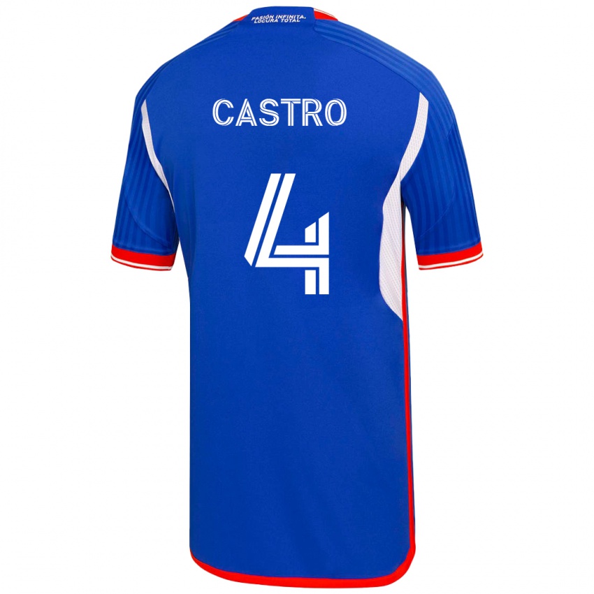 Enfant Maillot José Ignacio Castro #4 Bleu Tenues Domicile 2023/24 T-Shirt Suisse