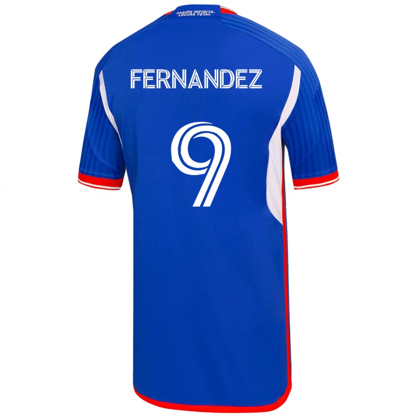 Enfant Maillot Leandro Fernández #9 Bleu Tenues Domicile 2023/24 T-Shirt Suisse