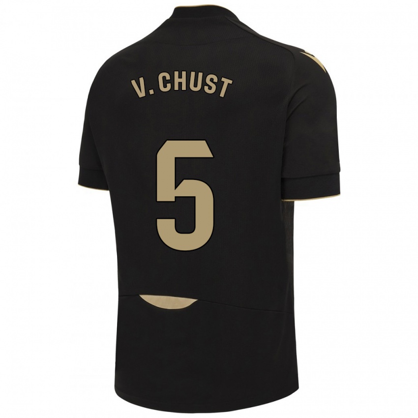 Enfant Maillot Victor Chust #5 Noir Tenues Extérieur 2023/24 T-Shirt Suisse