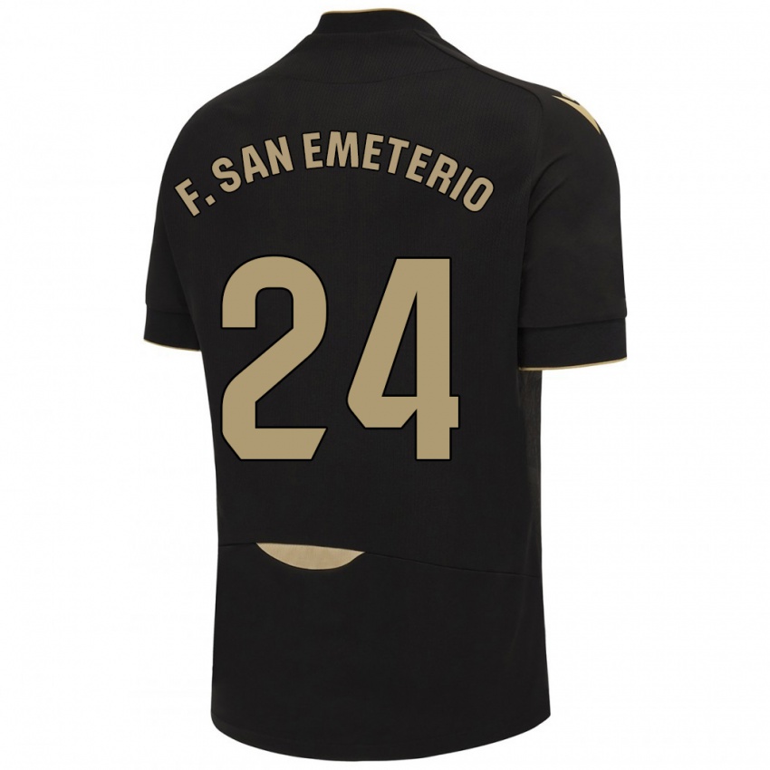 Enfant Maillot Fede San Emeterio #24 Noir Tenues Extérieur 2023/24 T-Shirt Suisse
