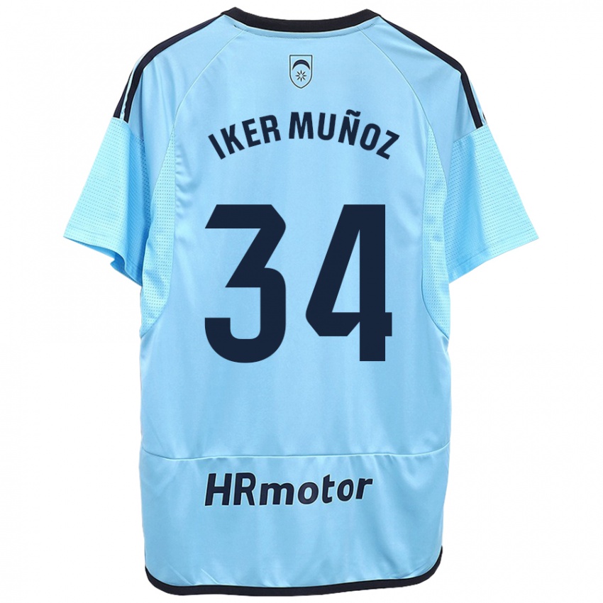 Enfant Maillot Iker Muñoz #34 Bleu Tenues Extérieur 2023/24 T-Shirt Suisse