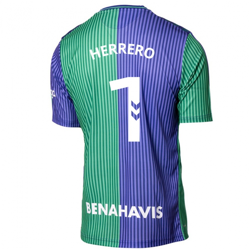 Enfant Maillot Alfonso Herrero #1 Vert Bleu Tenues Extérieur 2023/24 T-Shirt Suisse