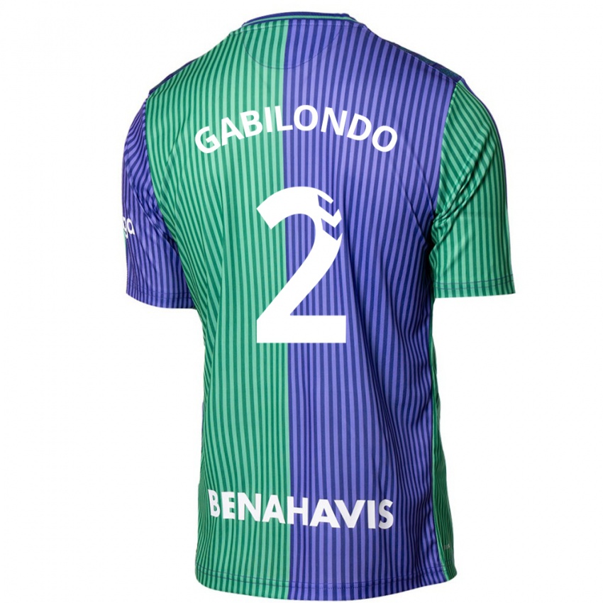 Enfant Maillot Jokin Gabilondo #2 Vert Bleu Tenues Extérieur 2023/24 T-Shirt Suisse