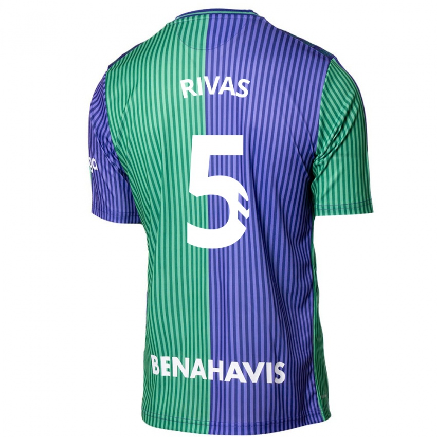 Enfant Maillot Juande Rivas #5 Vert Bleu Tenues Extérieur 2023/24 T-Shirt Suisse