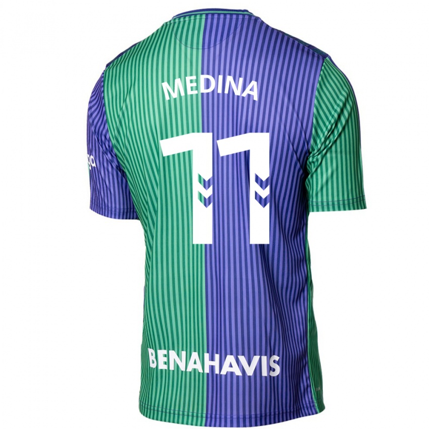 Kinder Kevin Medina #11 Grün Blau Auswärtstrikot Trikot 2023/24 T-Shirt Schweiz