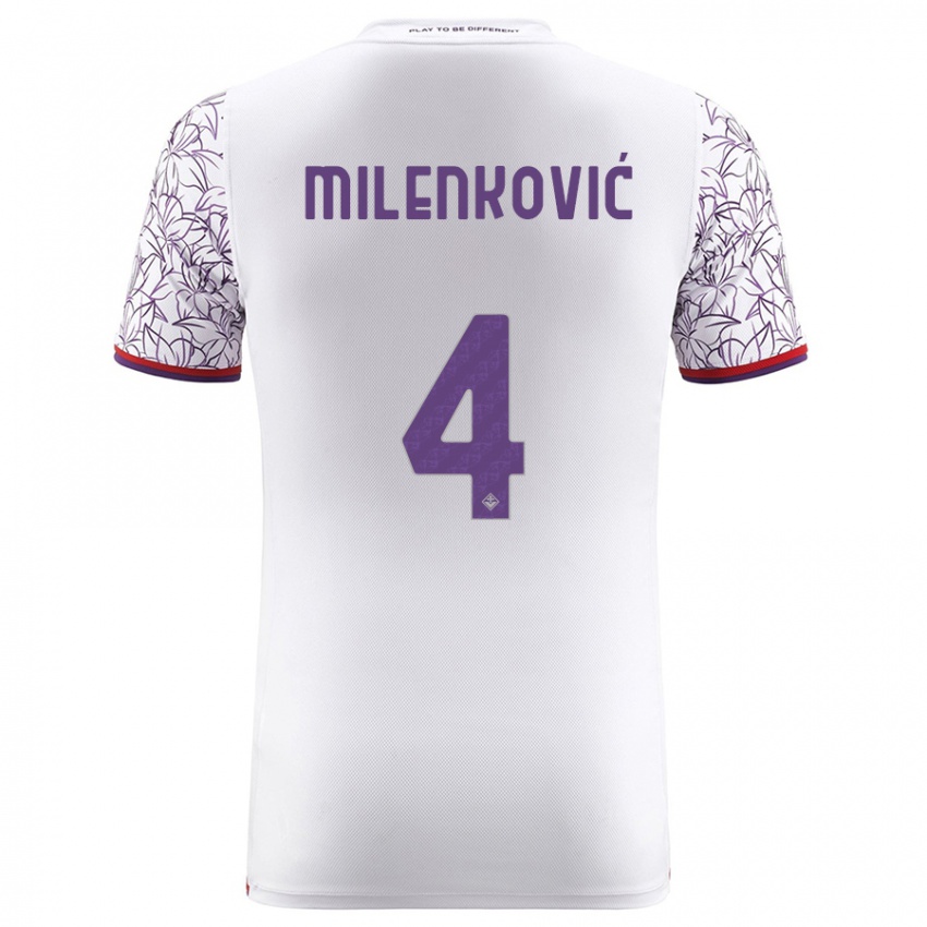 Kinder Nikola Milenković #4 Weiß Auswärtstrikot Trikot 2023/24 T-Shirt Schweiz