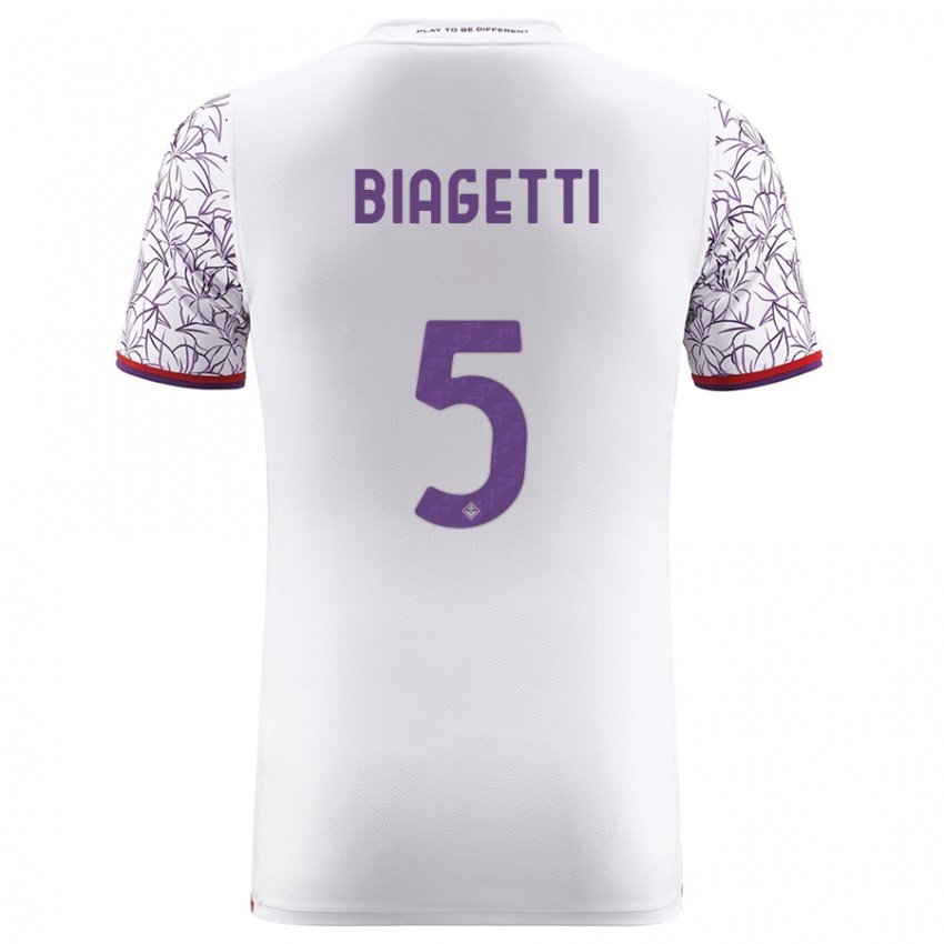 Enfant Maillot Christian Biagetti #5 Blanc Tenues Extérieur 2023/24 T-Shirt Suisse