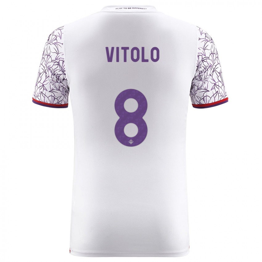 Enfant Maillot Federico Vitolo #8 Blanc Tenues Extérieur 2023/24 T-Shirt Suisse