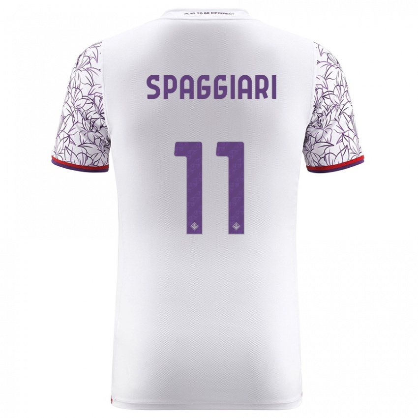 Enfant Maillot Riccardo Spaggiari #11 Blanc Tenues Extérieur 2023/24 T-Shirt Suisse
