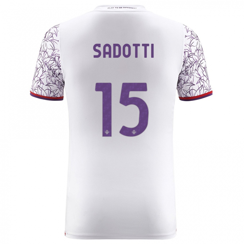 Enfant Maillot Edoardo Sadotti #15 Blanc Tenues Extérieur 2023/24 T-Shirt Suisse