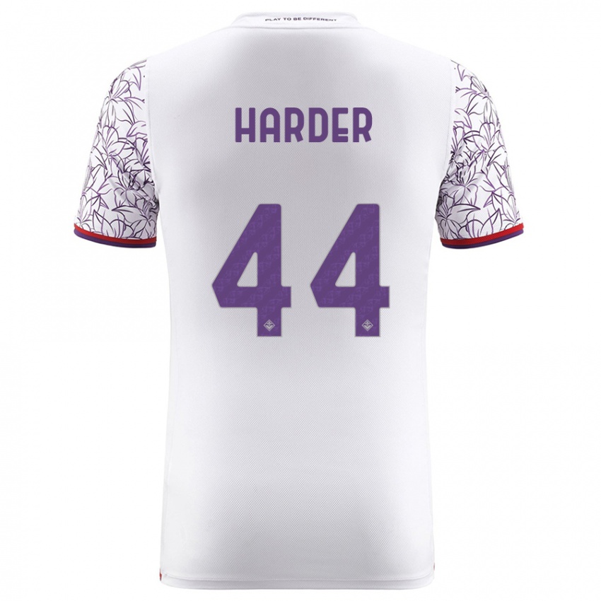 Kinder Jonas Harder #44 Weiß Auswärtstrikot Trikot 2023/24 T-Shirt Schweiz