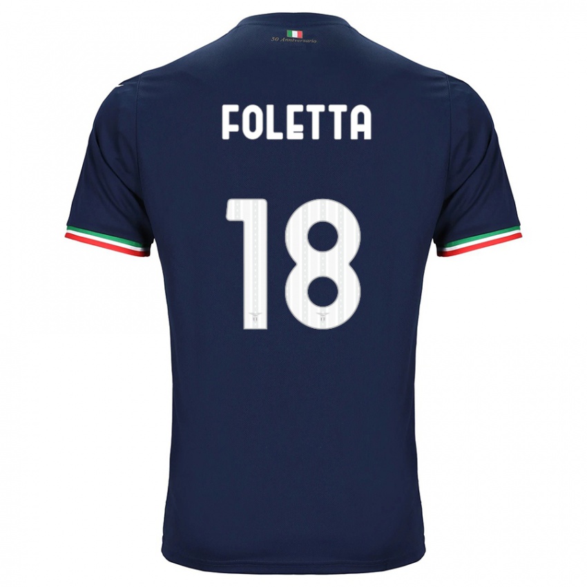 Enfant Maillot Isabella Foletta #18 Marin Tenues Extérieur 2023/24 T-Shirt Suisse