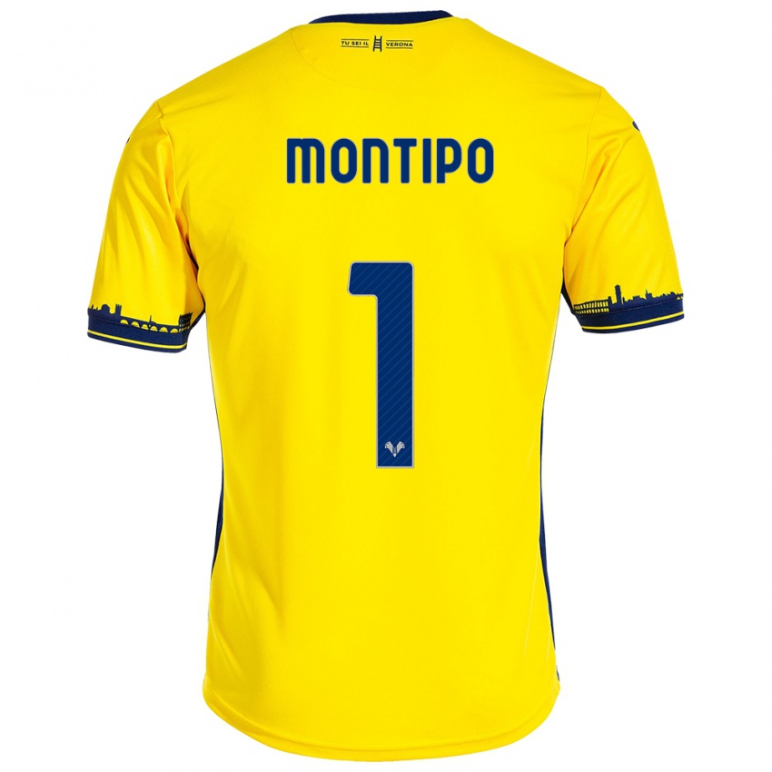 Enfant Maillot Lorenzo Montipò #1 Jaune Tenues Extérieur 2023/24 T-Shirt Suisse